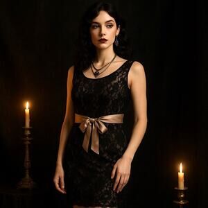 Pompous Studio Lace Satin Sheath Dress Sz 6 Whimsigoth Mob Wife Romantic Goth